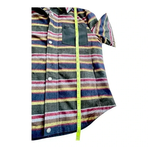 Men’s Pendleton Full Zip Botton Snap Striped Blanket Jacket Green/Brown Size M - Picture 3 of 15